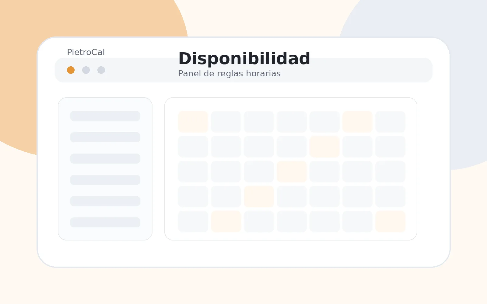 Panel de disponibilidad en PietroCal